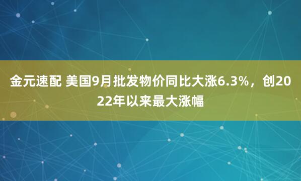 金元速配 美国9月批发物价同比大涨6.3%，创2022年以来最大涨幅